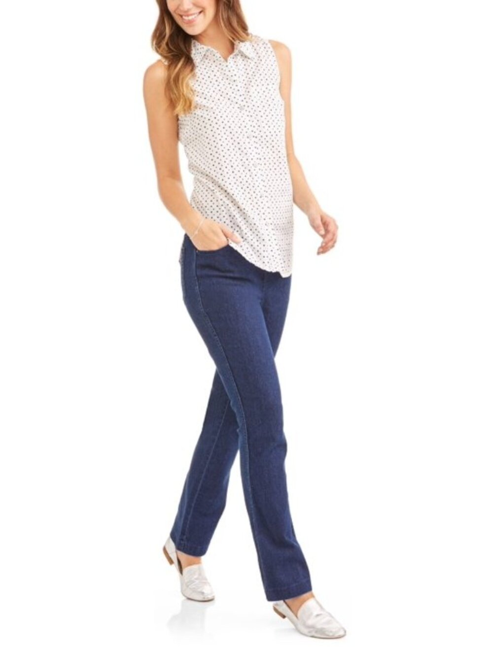 Real Size Women's 4 Pocket Stretch Pull On Bootcut Jeans, Sizes XL